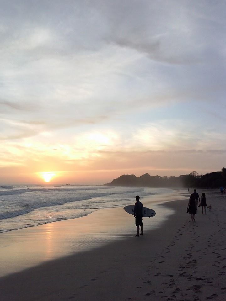 Typical sunset scene on Playa Guiones